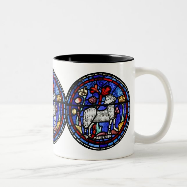 Taza Bicolor Aries Astrología Gótica Cristal Manchado Windows M (Derecha)