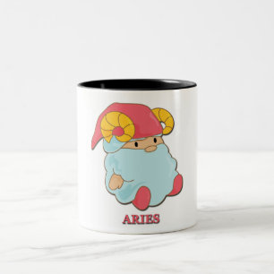 Taza Bicolor Aries Gnome Zodiac Rótulo Mug
