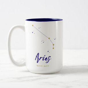 Taza Bicolor Aries Zodiac Constellation Stars Horoscope Cosmic