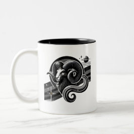 Taza Bicolor Aries Zodiac Mug negro y blanco