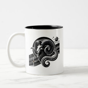 Taza Bicolor Aries Zodiac Mug negro y blanco