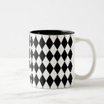 Taza Bicolor Arlequín blanco y negro<br><div class="desc">El estilo clásico tradicional de los elegantes diamantes de Harlequin en blanco y negro contemporáneo</div>