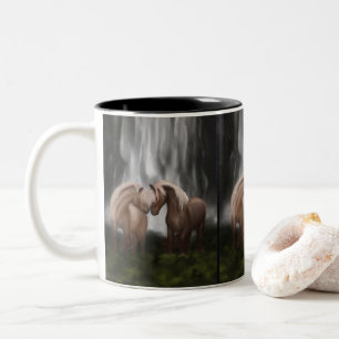 Taza Bicolor Armonía de caballos: Serenidad islandesa