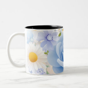 Taza Bicolor Armonía floral: un patrón de Bouquet colorido