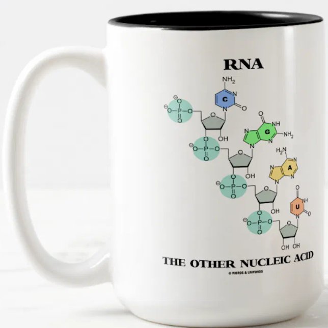 Taza Bicolor ARN el otro ácido nucléico (estructura química) (Molecular biologists will enjoy this mug featuring "RNA The Other Nucleic Acid")