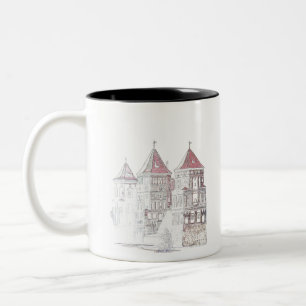 Taza Bicolor Arquitectura del castillo de Mir en Bielorrusia