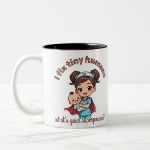 Taza Bicolor Arreglo Humanos Pequeños, Cita Divertida para Enfe