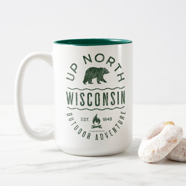 Taza Bicolor Arriba del norte de Wisconsin (Con donut)