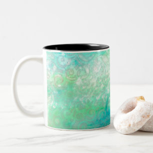 Taza Bicolor Arte abstracto azul y verde