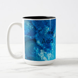 Taza Bicolor Arte abstracto con ángulo azul y blanco