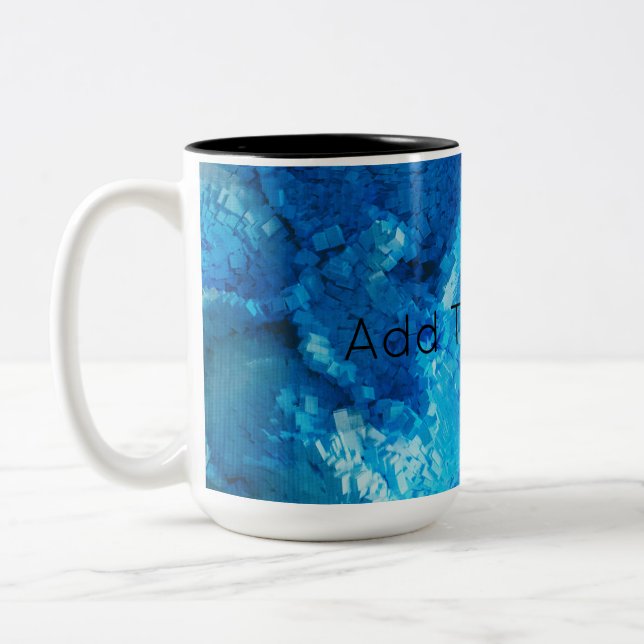 Taza Bicolor Arte abstracto con ángulo azul y blanco (Izquierda)