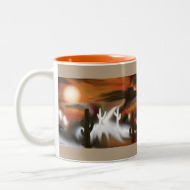 Taza Bicolor Arte abstracto de hielo y fuego en el suroeste