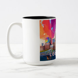 Taza Bicolor Arte abstracto de la línea aérea de Louisville