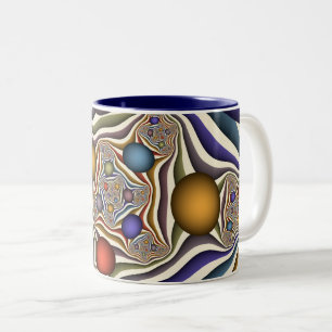 Taza Bicolor Arte abstracto fractal moderno colorido volando