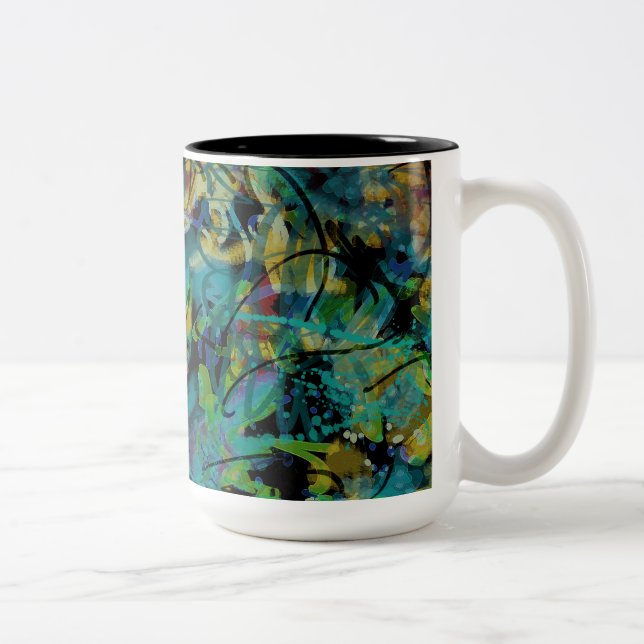 Taza Bicolor Arte abstracto garabateado multicolor (Derecha)