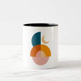 Taza Bicolor Arte abstracto geométrico moderno de luna