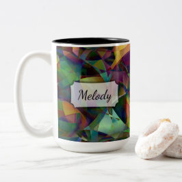 Taza Bicolor Arte abstracto multicolor, Kaleidoscópico con nomb