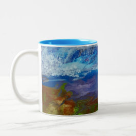 Taza Bicolor arte abstracto original Big Wave mañana