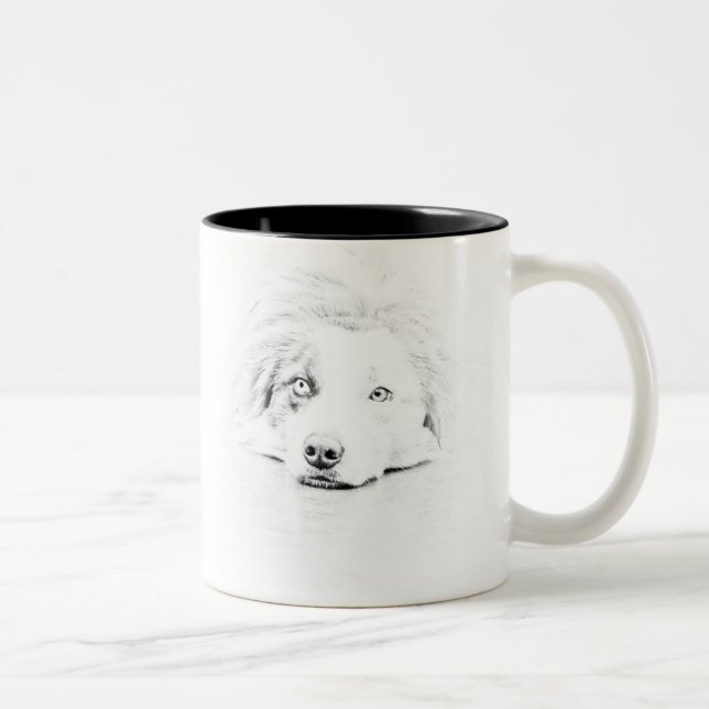 Taza Bicolor Arte australiano del perro de pastor (Derecha)