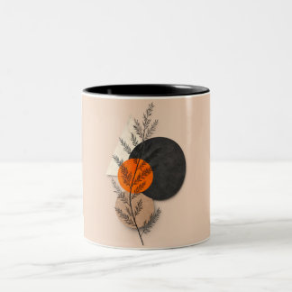 Taza Bicolor Arte Botánico Geométrico Boho Naranja Negro Neutro