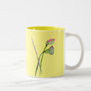 Taza Bicolor Arte budista de flores de Lotus Zen rosa