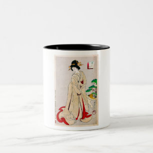 Taza Bicolor Arte clásico japonés oriental fresco de la seño