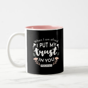 Taza Bicolor Arte Cristiano Floral Oscuro - Salmo 56:3