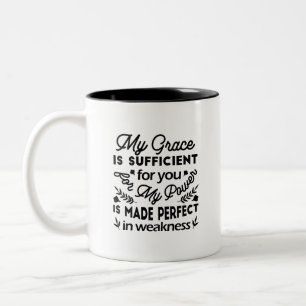 Taza Bicolor Arte de 2 Corintios 12:9 – Mi Gracia es Suficiente
