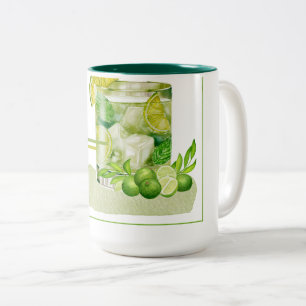 Taza Bicolor Arte de Acuarela de Cóctel Mojito