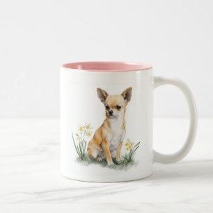 Taza Bicolor Arte de Acuarela Floral de Chihuahua Cervato