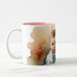 Taza Bicolor Arte de acuarela madre y bebé