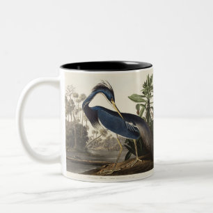 Taza Bicolor Arte de ave de la garza de Louisiana vintage de Au