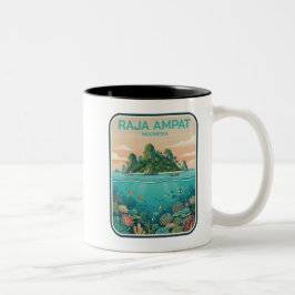 Taza Bicolor Arte de buceo en el arrecife de coral vintage Raja