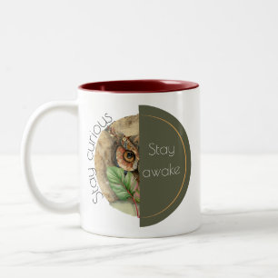 Taza Bicolor Arte de búho boho “Mantente Despierto”
