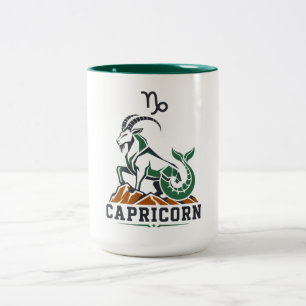 Taza Bicolor Arte de Cabra de Mar Verde Carbón de Capricornio