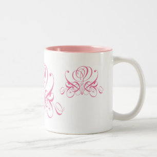 Taza Bicolor Arte de caligrafía rosa rosa