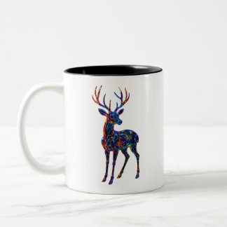 Taza Bicolor Arte de ciervos de vidrio colorido - Vida silvestr