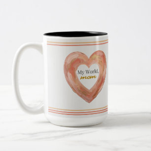 Taza Bicolor Arte de cita de mamá corazón pintado