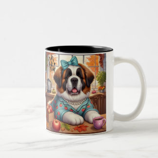 Taza Bicolor Arte de Coffee Mug con Autumn St Bernard