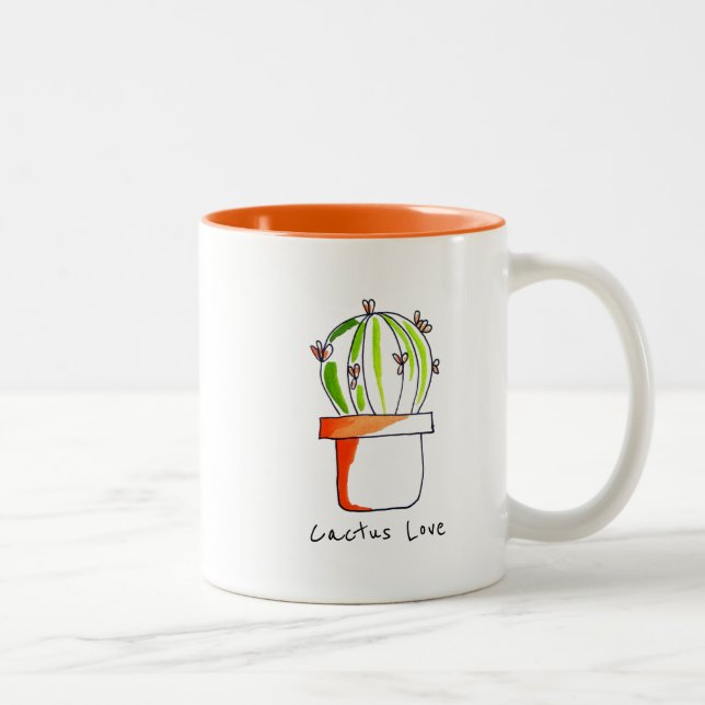 Taza Bicolor Arte de dibujo de cactus mexicano (Derecha)