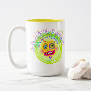 Taza Bicolor Arte de Emoji Meemogie de Sonrisa con Burbujas