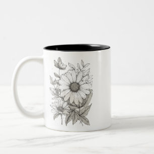 Taza Bicolor Arte de esquema floral elegante - Mug de dos tonos