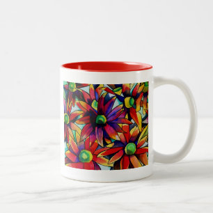 Taza Bicolor Arte de flores silvestres multicolores Dasiy Straw