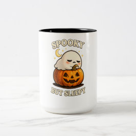 Taza Bicolor Arte de Halloween de calabaza fantasma lindo pero 