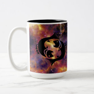 Taza Bicolor Arte de la Galaxia del Zodíaco de Piscis – Horósco