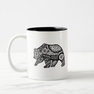 Taza Bicolor Arte de la mandala del oso