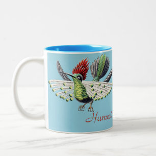 Taza Bicolor Arte de la Naturaleza de Colibríes Coloridos de Er