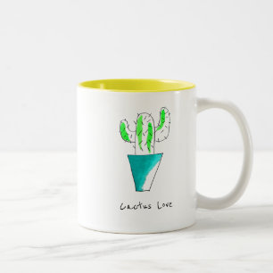 Taza Bicolor Arte de la planta de cactus mexicana