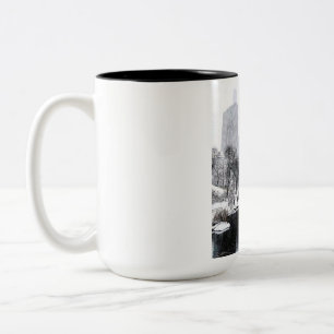 Taza Bicolor Arte de la silueta de la ciudad de Nueva York en i