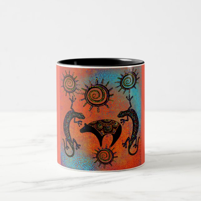 TAZA BICOLOR ARTE DE LAGARTO SUREÑO      (Centro)